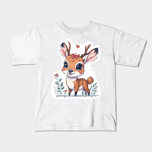 Minimal Cute Baby Deer Kids T-Shirt by Imagination Gallery